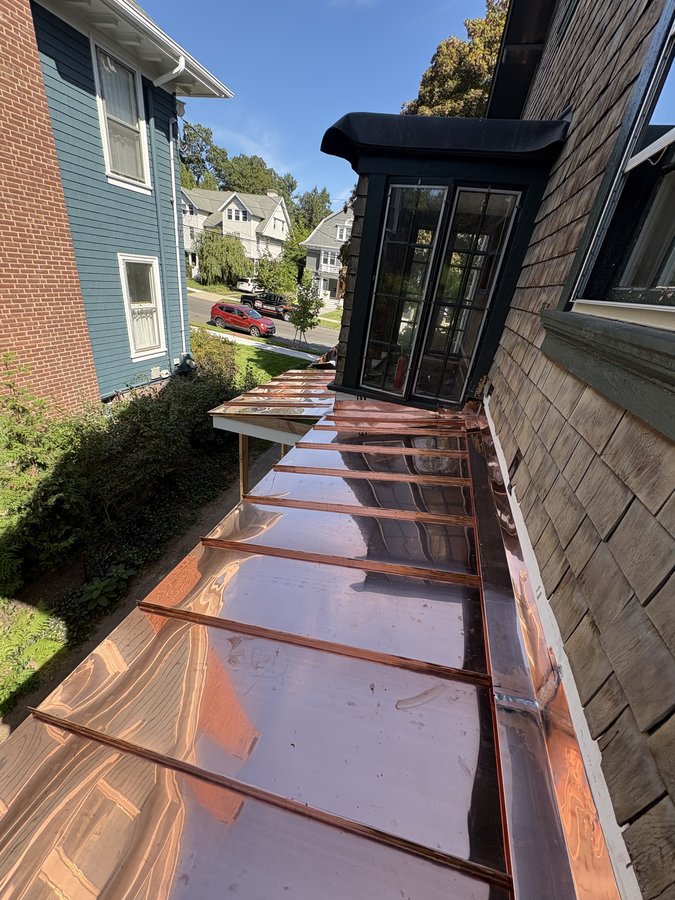 Custom standing seam copper porch roof — New Haven, CT