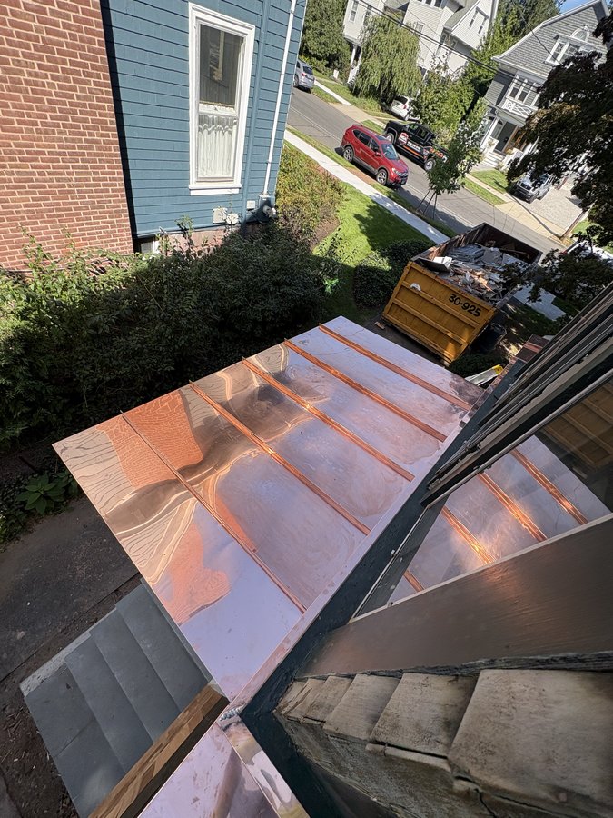 Custom standing seam copper porch roof — New Haven, CT