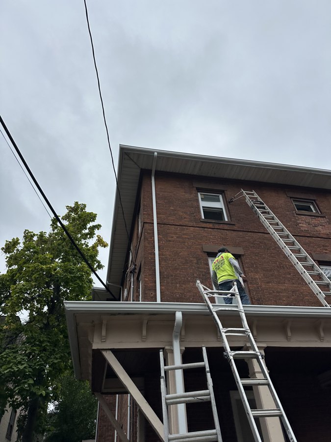 Porch gutter installation in progress — Hartford, CT