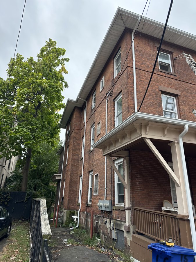 Gutter and downspout installation on a brick home — Hartford, CT