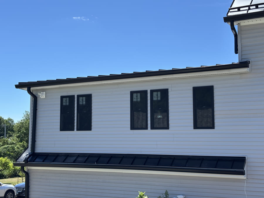 Standing seam metal roof & gutter detail — Wallingford, CT